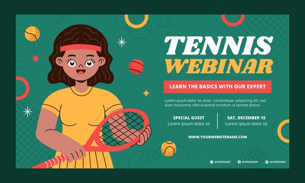 Vettore gratuito webinar sul gioco del tennis disegnato a mano