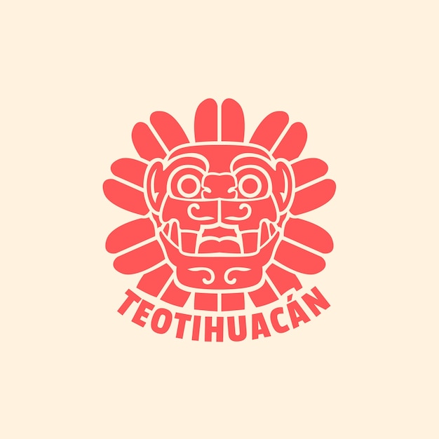 Vettore gratuito design del logo teotihuacan disegnato a mano