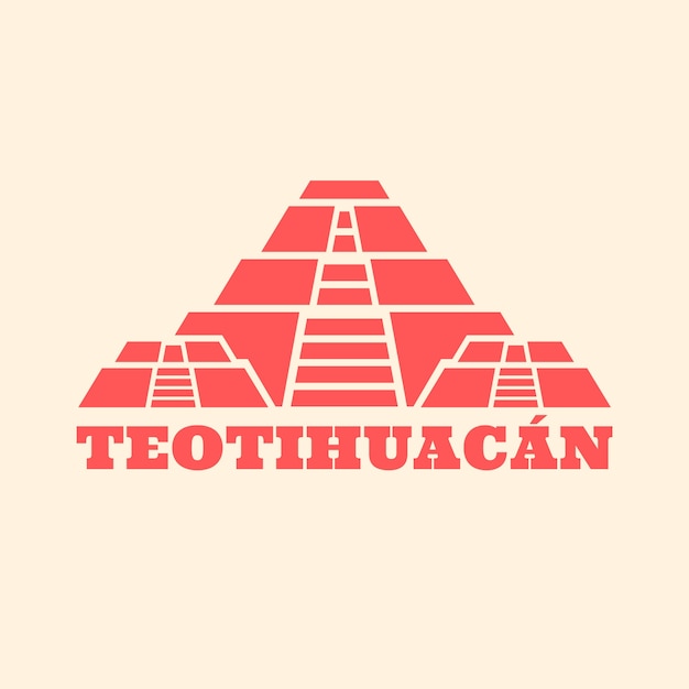 Vettore gratuito design del logo teotihuacan disegnato a mano