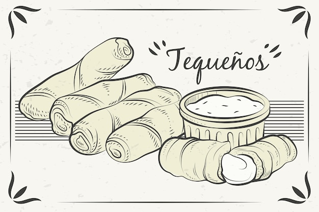 Нарисованная рукой иллюстрация tequeños