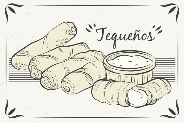 Hand drawn tequeños illustration