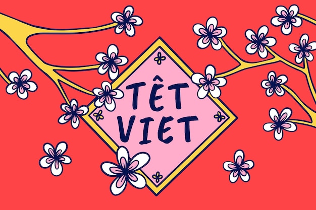 Free vector hand drawn tet background