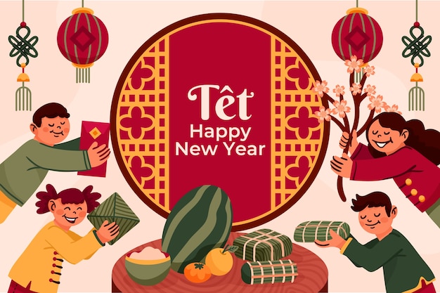 Free vector hand drawn tet background