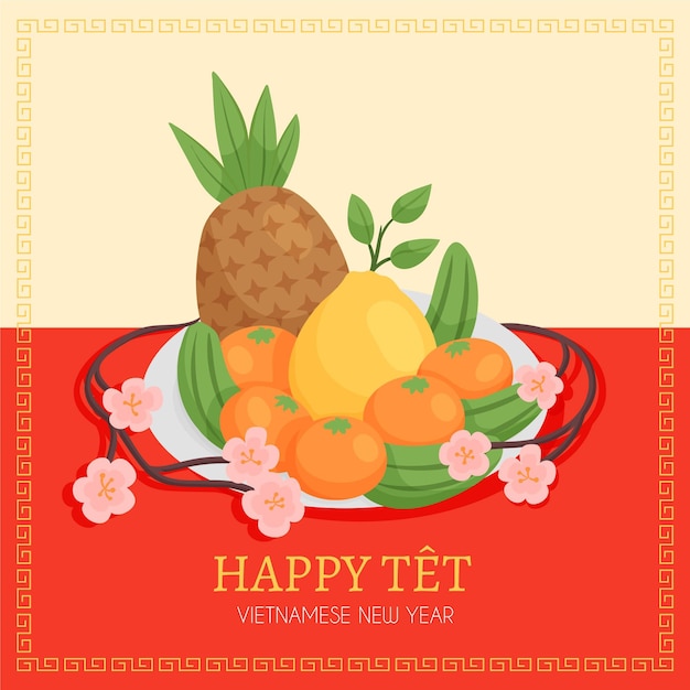 Free vector hand drawn tet vietnamese new year