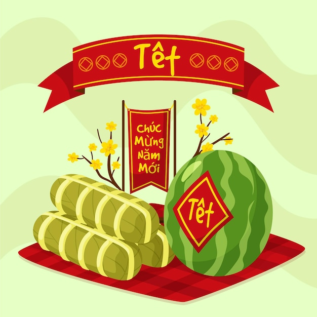 Hand drawn têt vietnamese new year Free Vector