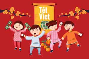 Free vector hand drawn têt vietnamese new year