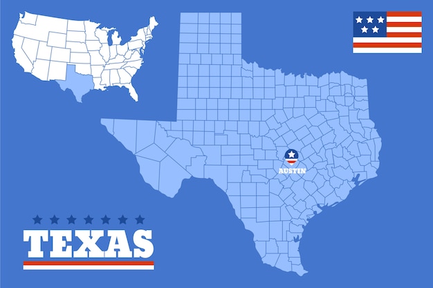 Vettore gratuito mappa del profilo dello stato del texas disegnata a mano