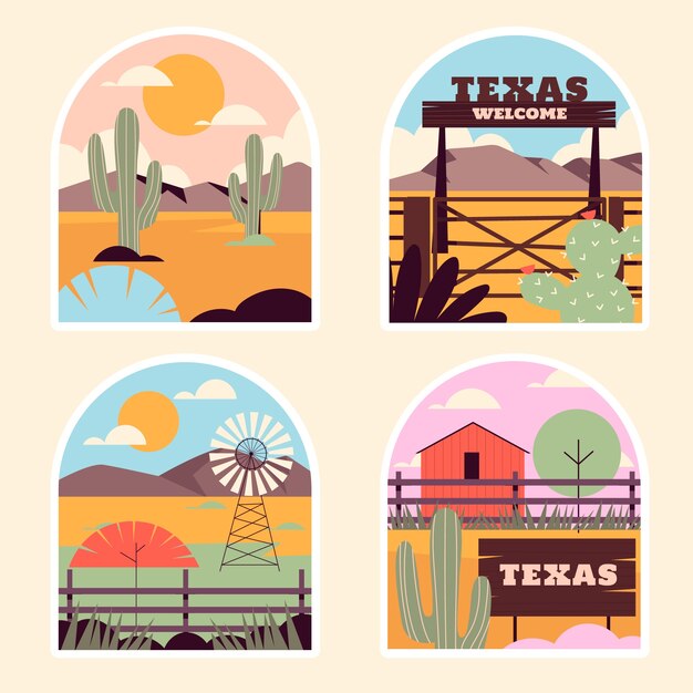 Hand drawn texas sticker collection