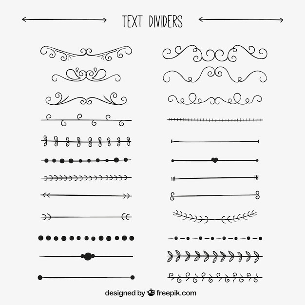 Hand drawn text dividers collection