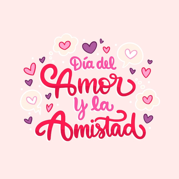 Free vector hand drawn text illustration for dia del amor y la amistad celebration