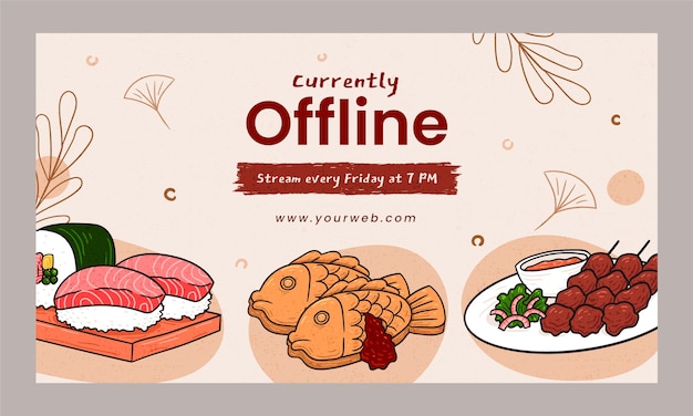 Free vector hand drawn texture asian food twitch background