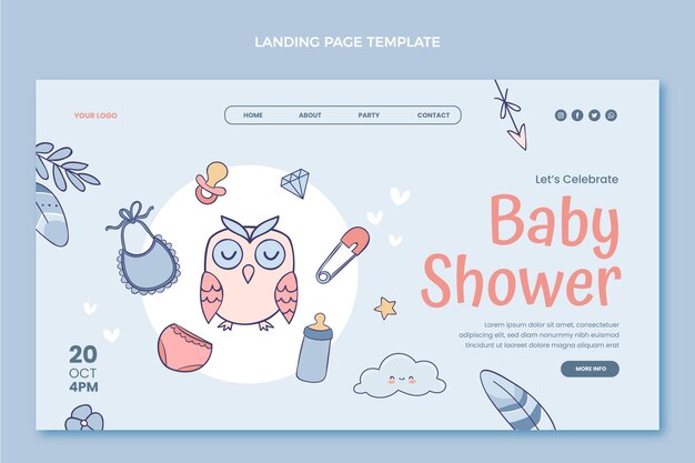 Hand drawn texture baby shower landing page