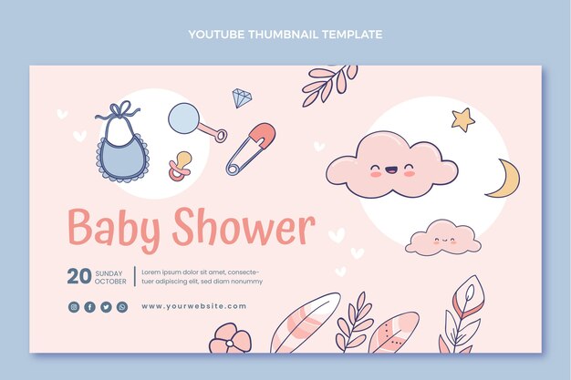 Hand drawn texture baby shower youtube thumbnail