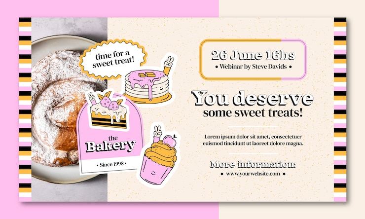 Free Vector hand drawn texture bakery shop webinar template