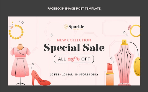 Free vector hand drawn texture boutique facebook post