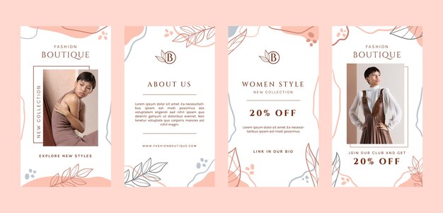 Free vector hand drawn texture boutique instagram stories