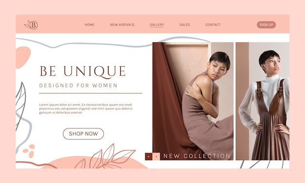 Hand drawn texture boutique landing page