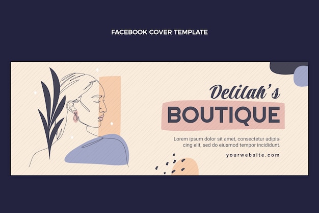 Hand drawn texture boutique social media cover template