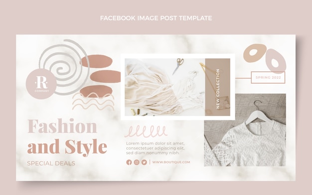 Free vector hand drawn texture boutique social media post template