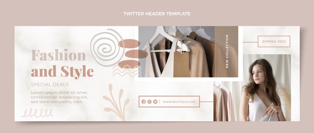 Intestazione twitter boutique texture disegnata a mano