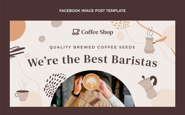 Hand drawn texture coffee shop facebook post