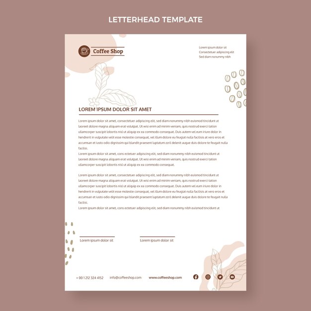 hand drawn texture coffee shop letterhead