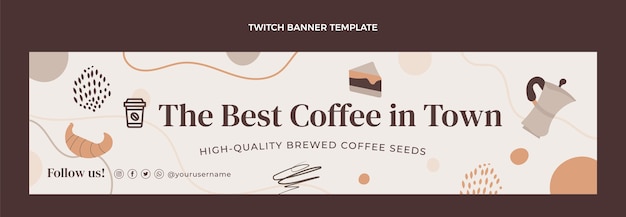 Free vector hand drawn texture coffee shop twitch banner