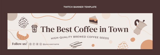 Hand drawn texture coffee shop twitch banner