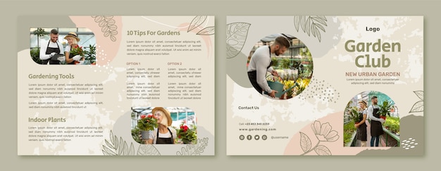 Free vector hand drawn texture gardening brochure template