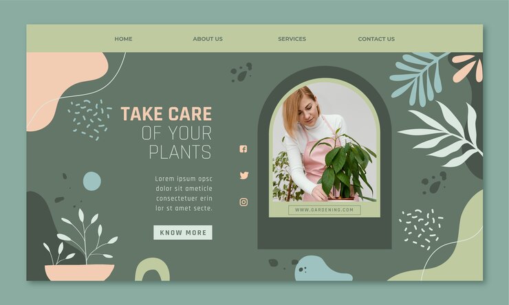 Free Vector hand drawn texture gardening landing page template