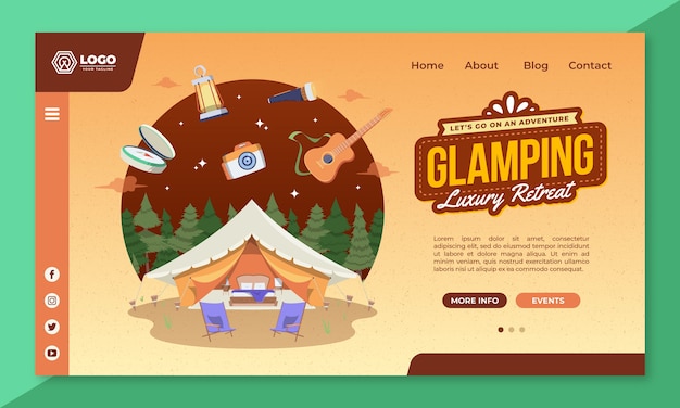 Pagina di destinazione glamping con texture disegnata a mano