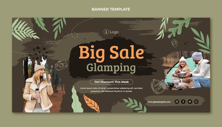Free Vector hand drawn texture glamping sale background