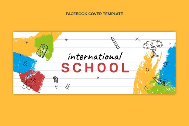 Hand drawn texture international school facebook cover