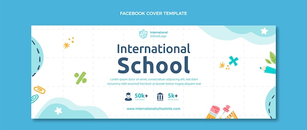 手描きテクスチャインターナショナルスクールソーシャルメディアカバーテンプレート