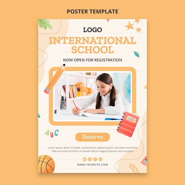 Free vector hand drawn texture international school template