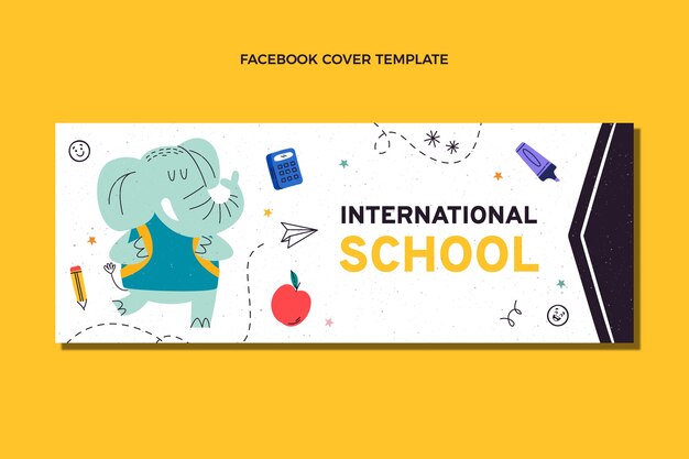 Hand drawn texture international school template