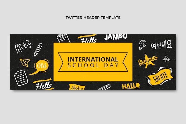 Hand drawn texture international school twitter header