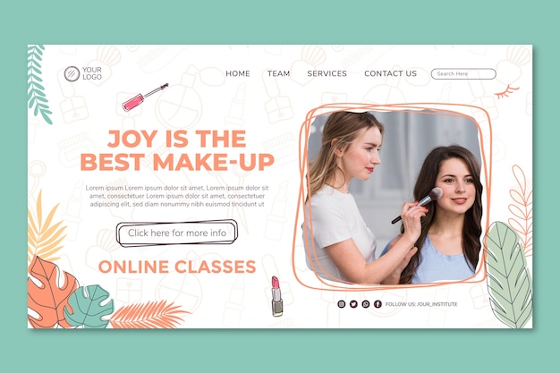 Hand drawn texture makeup artist landing page