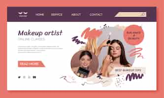 Free vector hand drawn texture makeup artist landing page