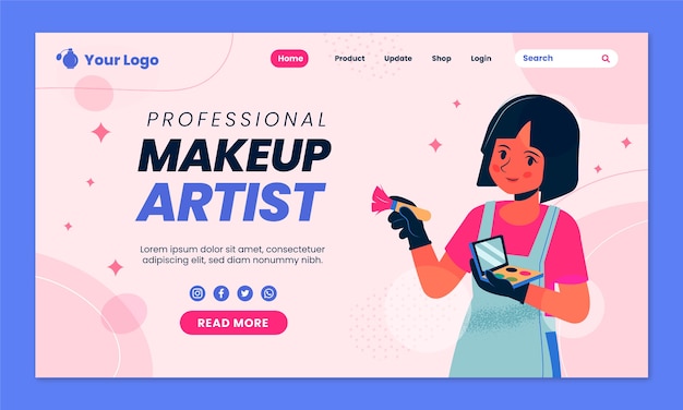 Free vector hand drawn texture makeup artist landing page