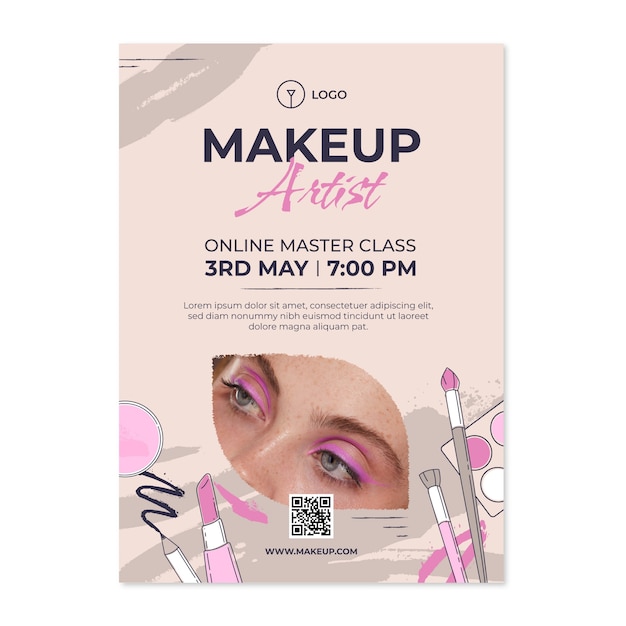 Free vector hand drawn texture makeup artist poster template