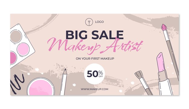 Hand drawn texture makeup artist sale background
