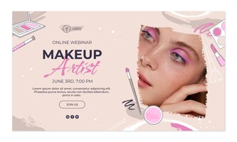 Free vector hand drawn texture makeup artist webinar template