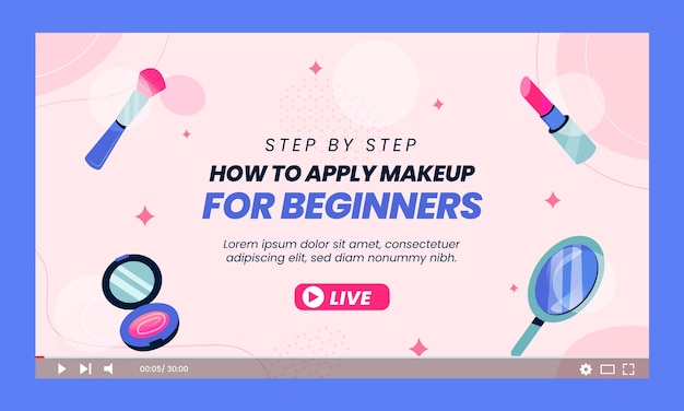 Free vector hand drawn texture makeup artist youtube thumbnail