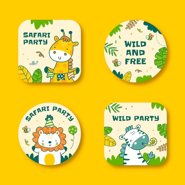 Hand drawn texture safari labels