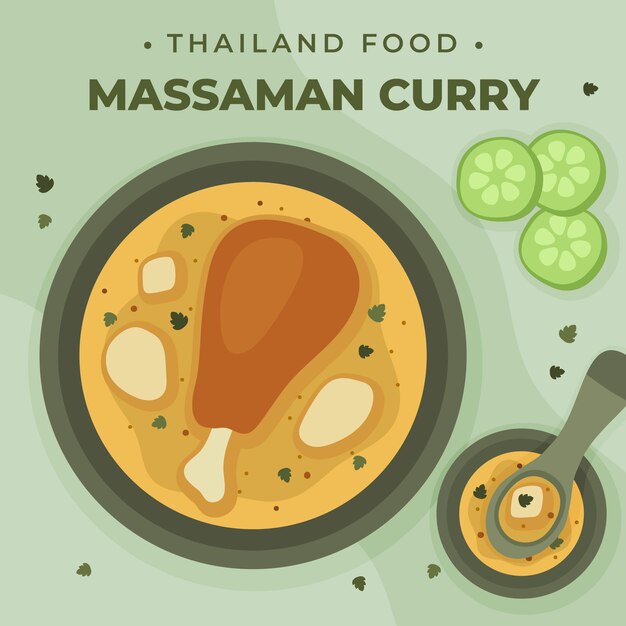 Hand drawn thai food illustration