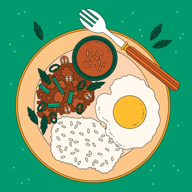 Free vector hand drawn thai food illustration