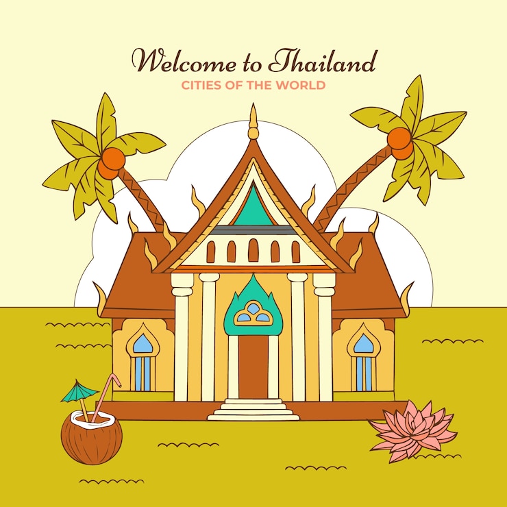 Free Vector hand drawn thailand travel illustration