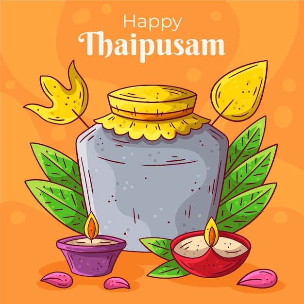 Free vector hand drawn thaipusam festival