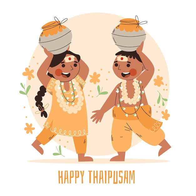 Free vector hand drawn thaipusam festival